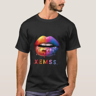 Färgglada droppande läppar T-shirt Djärv konstnär