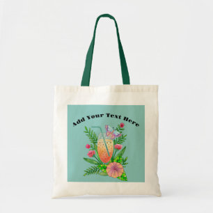 Färgglada drycker, fjäril och blommor Tote Ba Tygkasse