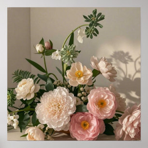 Färgglada Eleganta vintageinspirerade blommor Poster
