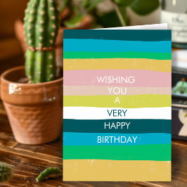Färgglada Enkla Ränder GLAD FÖDELSEDAG ANPASSAD Ko Kort