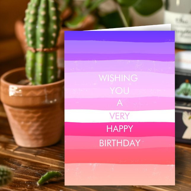 Färgglada Enkla Ränder GLAD FÖDELSEDAG ANPASSAD Kort (Colorful Simple Stripes HAPPY BIRTHDAY CUSTOM Card
)