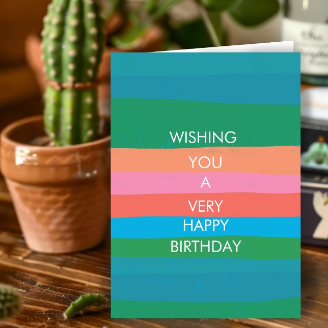 Färgglada Enkla Ränder GRATTIS PÅ FÖDELSEDAGEN PER Kort (Colorful Simple Stripes HAPPY BIRTHDAY CUSTOM Card
)