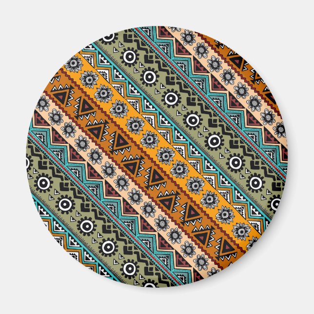 Färgglada etniska aztekiska mönster design magnet (Framsidan)