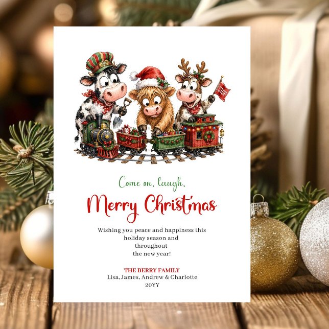 Färgglada Excentriska Djur Festiv Julhälsning Julkort (Colorful Quirky Animals Festive Christmas Greeting Card

)