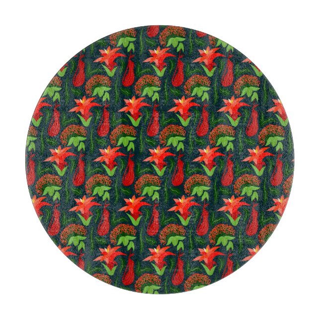 Färgglada Exotiska Blommor Blad Mönster (Framsidan)
