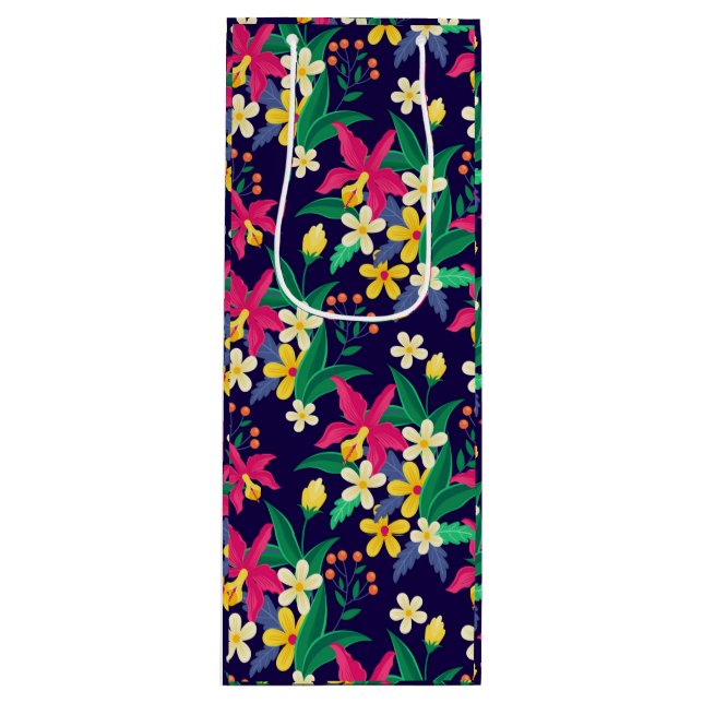 Färgglada Exotiska Blommor Blad Mönster-23021 (Framsidan)