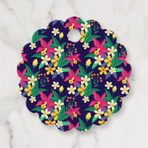 Färgglada Exotiska Blommor Blad Mönster-23021 Gåvor Etiketter