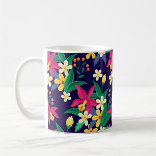 Färgglada Exotiska Blommor Blad Mönster-23021 Kaffemugg