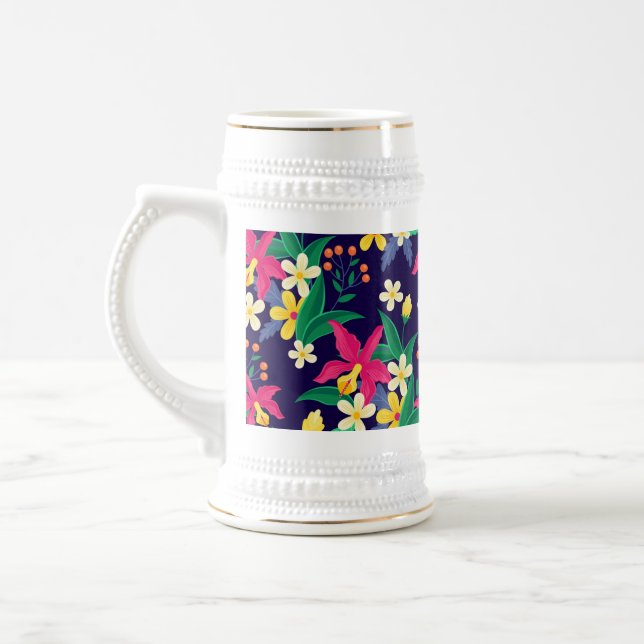 Färgglada Exotiska Blommor Blad Mönster-23021 Sejdel (Vänster)