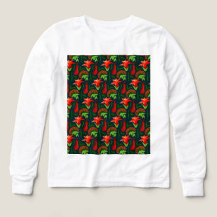 Färgglada Exotiska Blommor Blad Mönster T Shirt