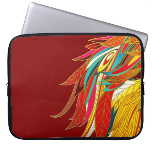 Färgglada exotiska stamfjädrar röda laptop fodral