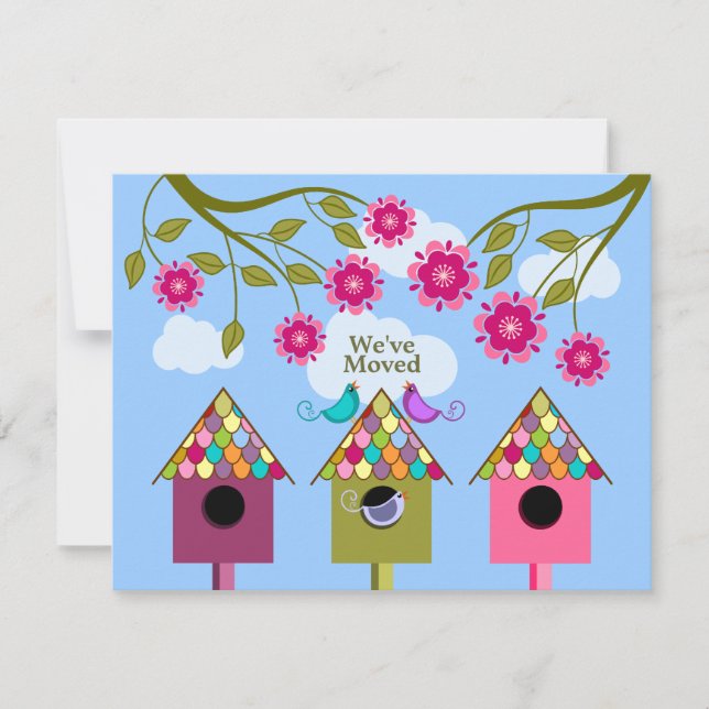 Färgglada Fåglar Flyttar Tillkännagivande Meddelande (Framsida)