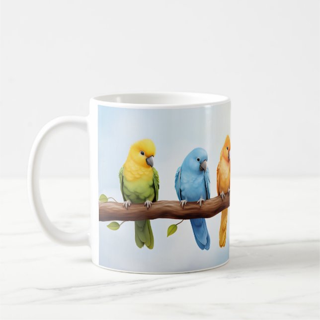 Färgglada fåglar kaffemugg (Vänster)