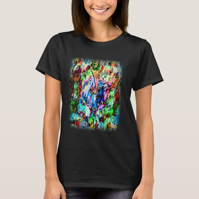 Färgglada Färgglada Katter T Shirt (Framsida)