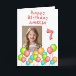 Färgglada festballonger Barn Födelsedagsfoto Kort<br><div class="desc">Färgglada festballonger Barn Födelsedagsfoto Kort. Sött födelsedagskort med fyra färgglada ballonger i röd,  grön,  blå och orange färg. Personifiera det med ditt barns namn,  ålder och foto.</div>