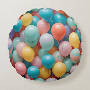 Färgglada festballonger Mönster Rund Kudde