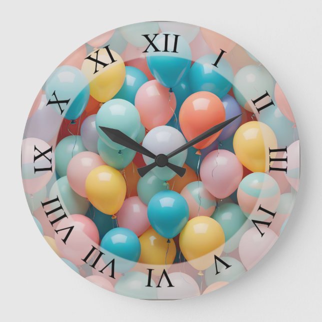Färgglada festballonger Mönster  Stor Klocka (Framsida)