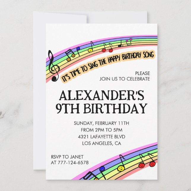 Färgglada festerinbjudningar regnbåge kul barn gru inbjudningar (Framsida)