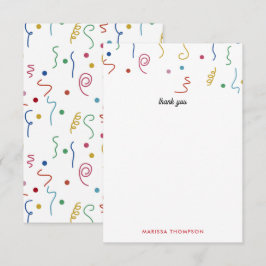 Färgglada festkonfetti anpassat namn tack kort