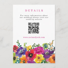 Färgglada Fiesta Blommor Bröllopswebbplats QR-kod Tilläggskort