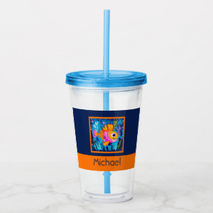 Färgglada fiskar för barn take away mugg
