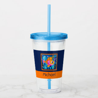 Färgglada fiskar för barn take away mugg