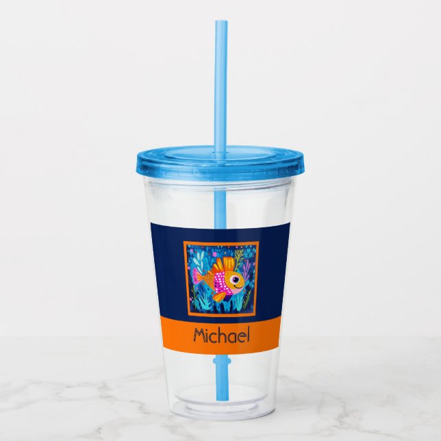 Färgglada fiskar för barn take away mugg (Framsida)