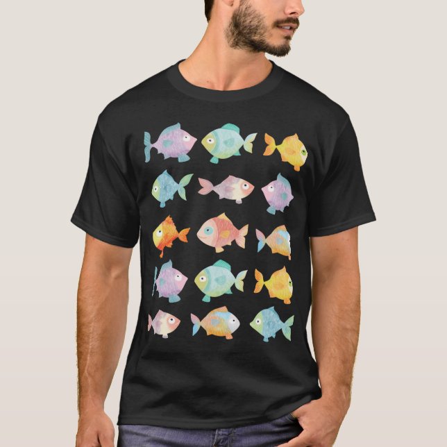 Färgglada fiskar som simmar t shirt (Framsida)