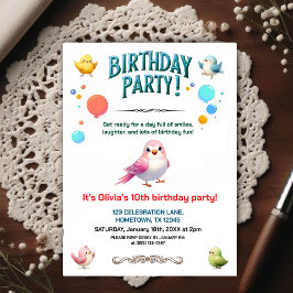 Färgglada Fjädervänners Födelsedagsfest Vykort