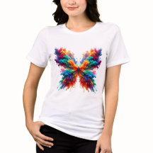 Färgglada Fjäril Vattenfärg Konst T-Shirt | Vibrer