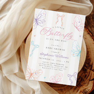 Färgglada fjärilar Baby Shower-inbjudan Inbjudningar