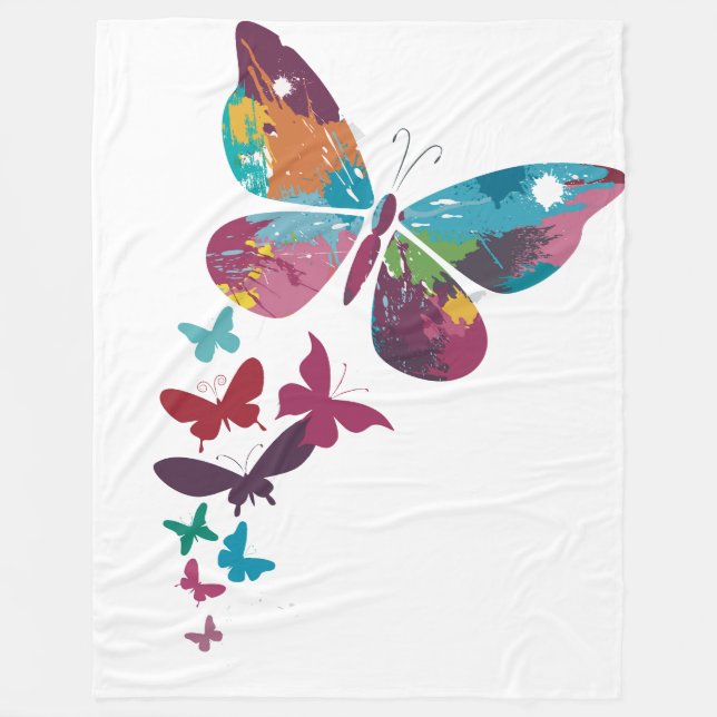 "Färgglada fjärilar… En flykt av fantasi" 🦋🎨 Fleecefilt (Framsidan)