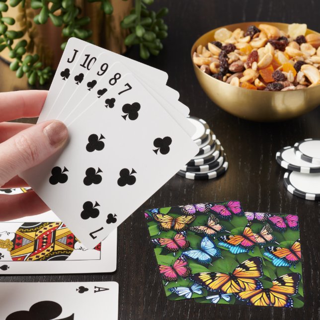 Färgglada fjärilar på blad casinokort (På plats)