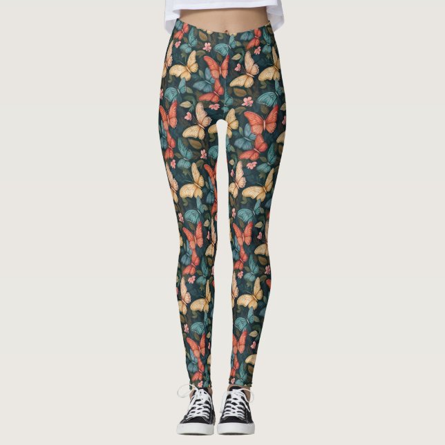 Färgglada fjärilsinspirerade leggings  (Framsida)