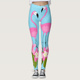 Färgglada Flamingo Blomster Leggings