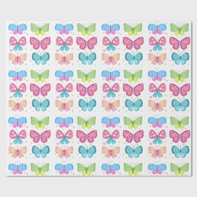 Färgglada Flutter-vänner Presentpapper (Platt)
