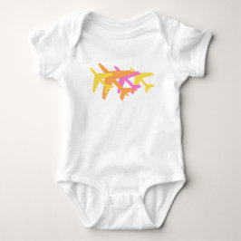 Färgglada flygplan rosa gult orange flygande baby t shirt