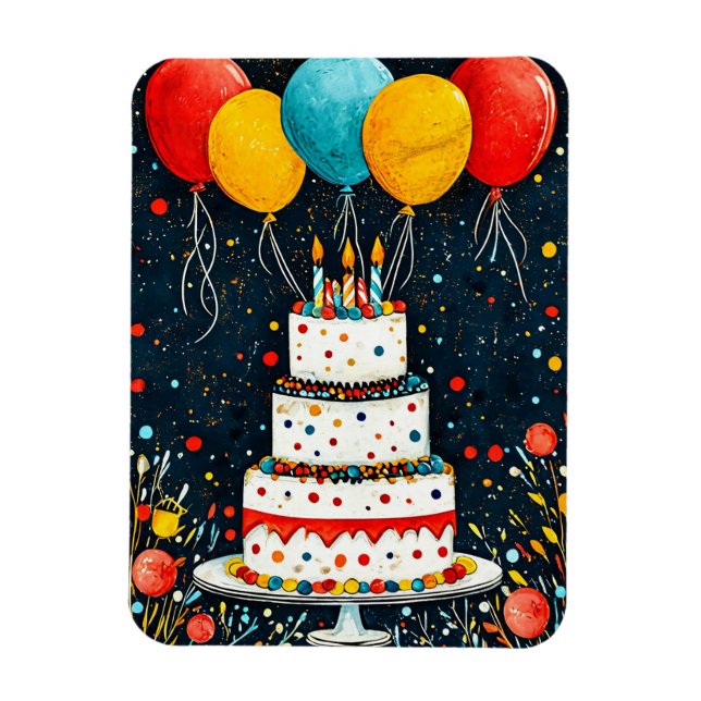 Färgglada födelsedagsballonger magnet (Vertikal)