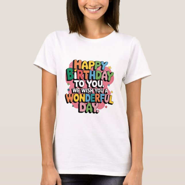 Färgglada födelsedagsönskningar t shirt (Framsida)