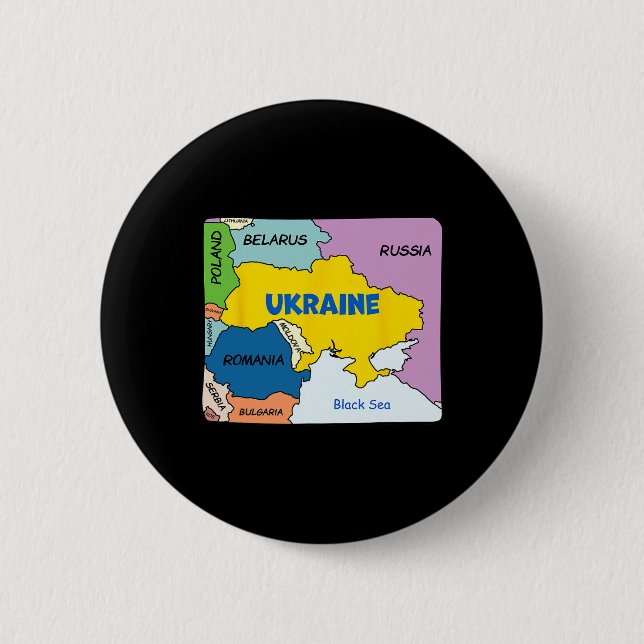 Färgglada förenklade Ukraina-karta  Knapp (Framsida)