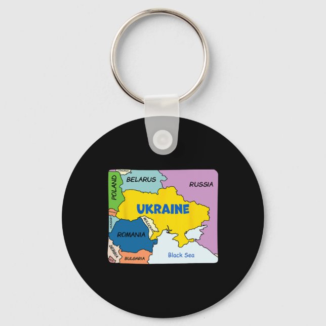 Färgglada förenklade Ukraina-karta  Nyckelring (Framsida)