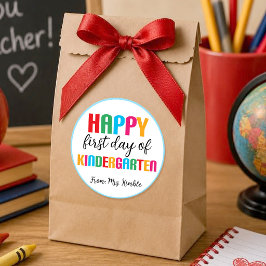 Färgglada förskolekolaskylt runt klistermärke