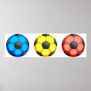 Färgglada fotbollbollar poster