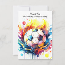 Färgglada fotbollsbarn Vattenfärg födelsedag