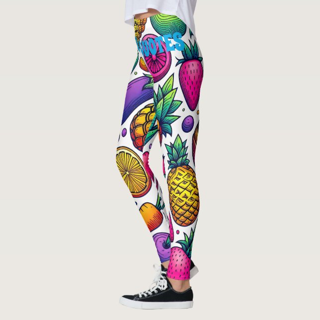 Färgglada frukter och grönsaker mönster  leggings (Vänster)