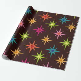 Färgglada Funky Mid Century Atomära Stjärnexplosio Presentpapper