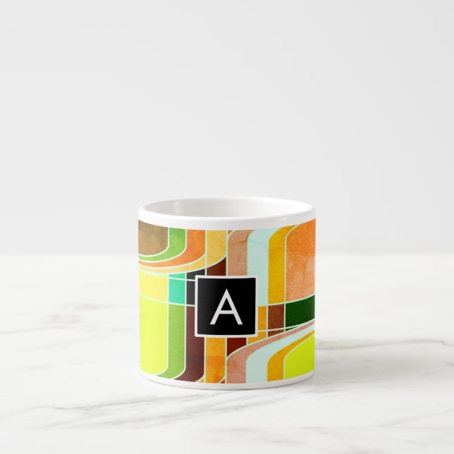 Färgglada funky retro inspirerad espressomugg (Framsidan)