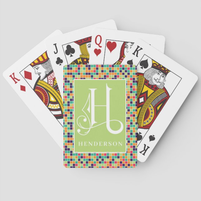 Färgglada fyrkantiga block H Monogram Lek Casinokort (Baksidan)