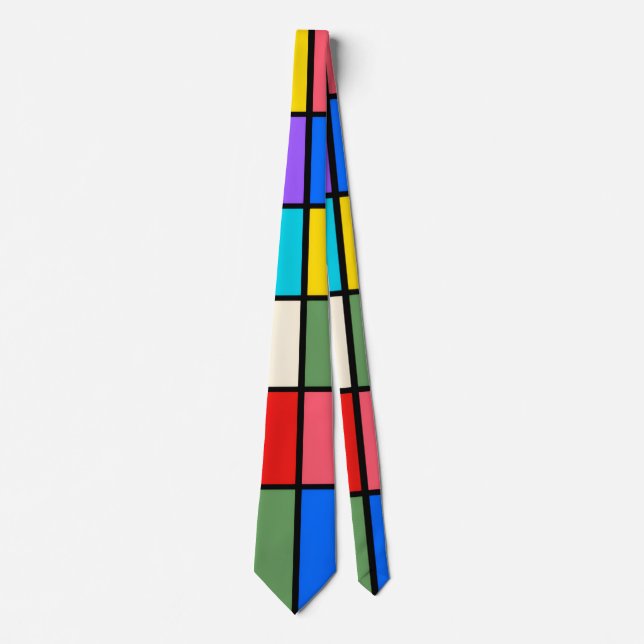 Färgglada fyrkantiga rutstrumpor – Retro geometris Slips (Framsida)