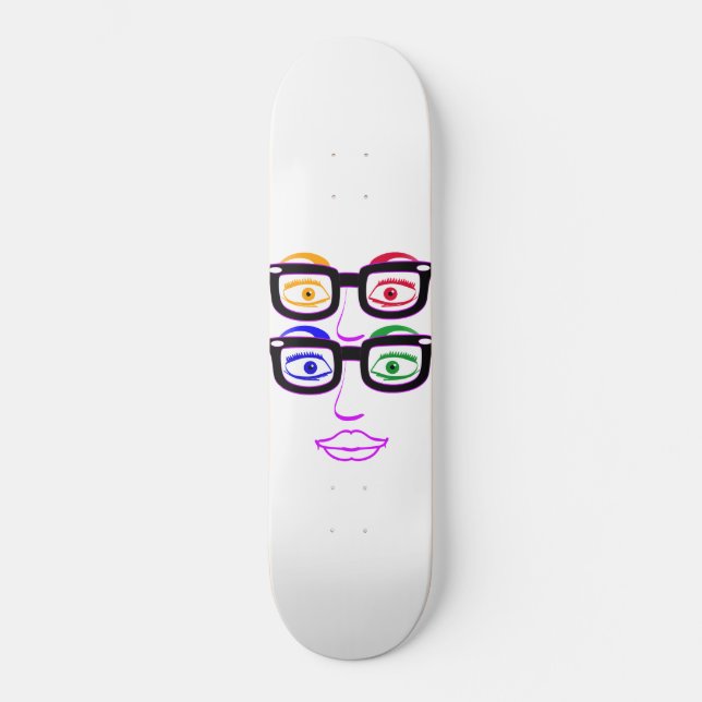 Färgglada Fyrögon Glasögon Skateboarddäck Mini Skateboard Bräda 18,7 Cm (Framsida)